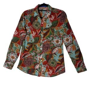 J. McLaughlin Top Shirt Women's Small Button Front Floral‎ Long Sleeve Bohemian